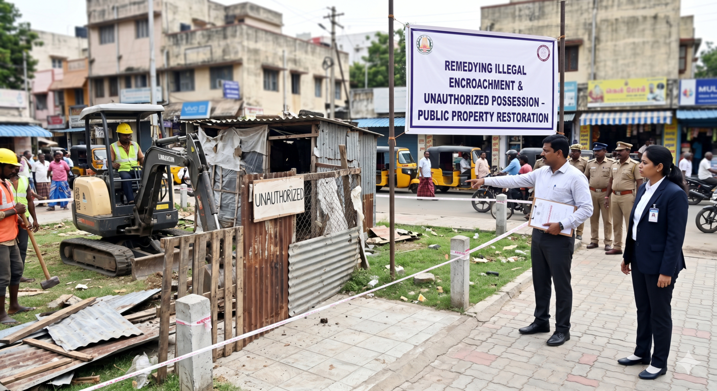 Illegal land grab eviction and property encroachment recovery actions in Tamil Nadu