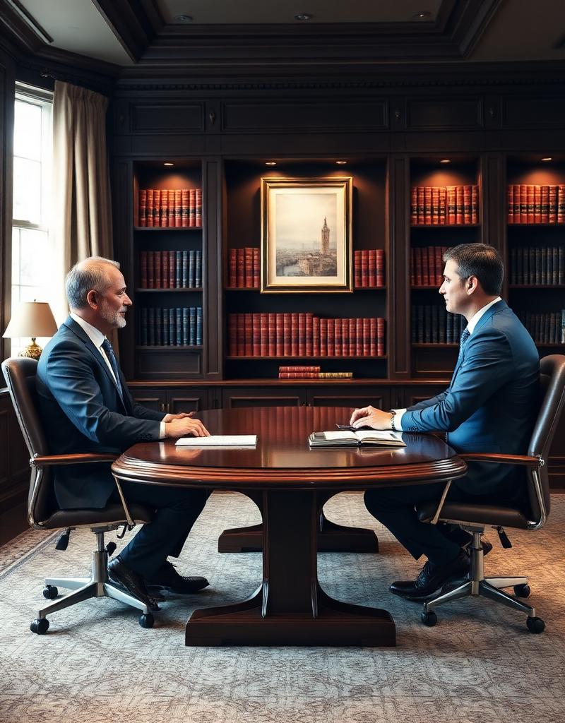 Professional law office meeting