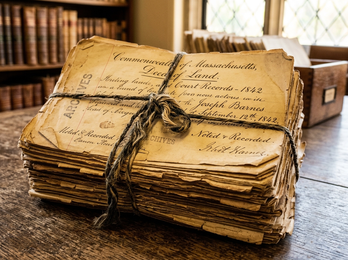 Historical archival Indian records stack